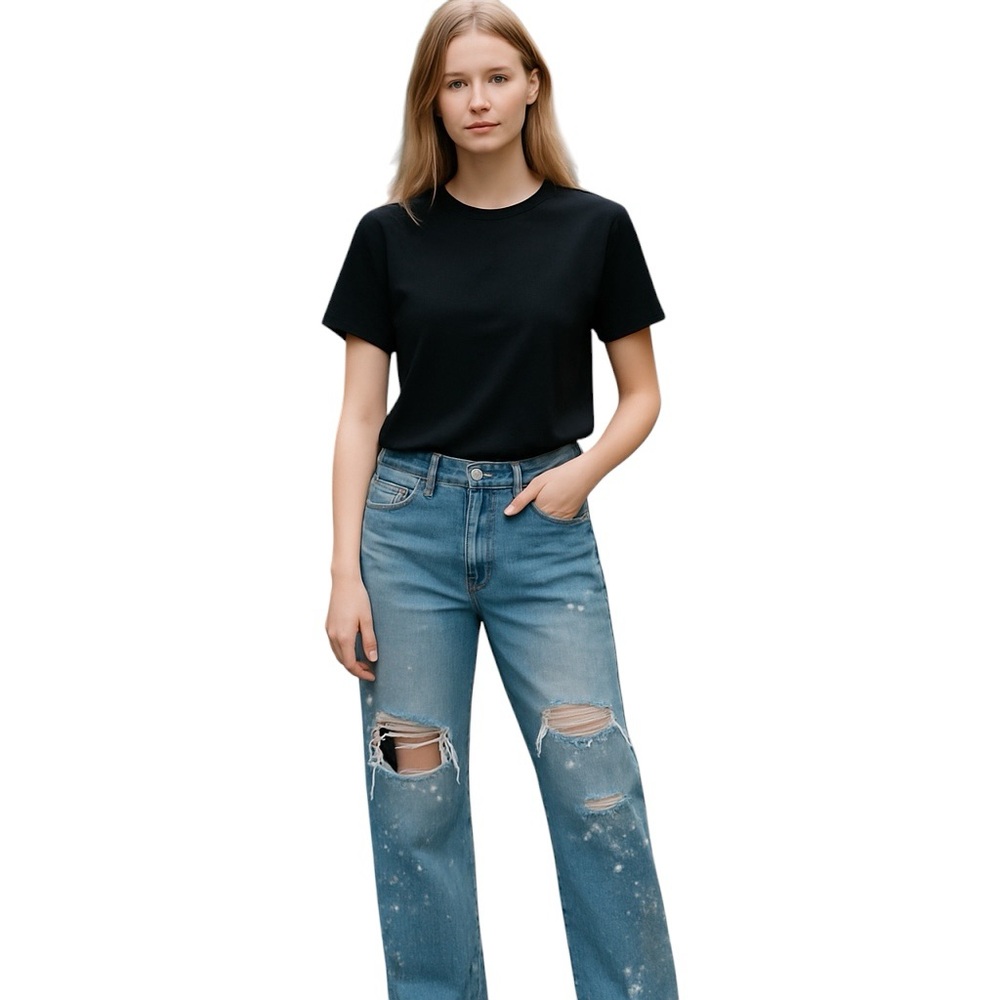Urban Outfitters BLUE BDG HIGH RISE MOM ACID WASH JEANS Distressed 28